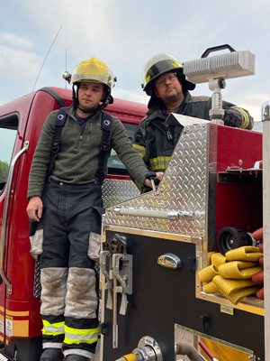 Skandia / West Branch Townships firemen on truck