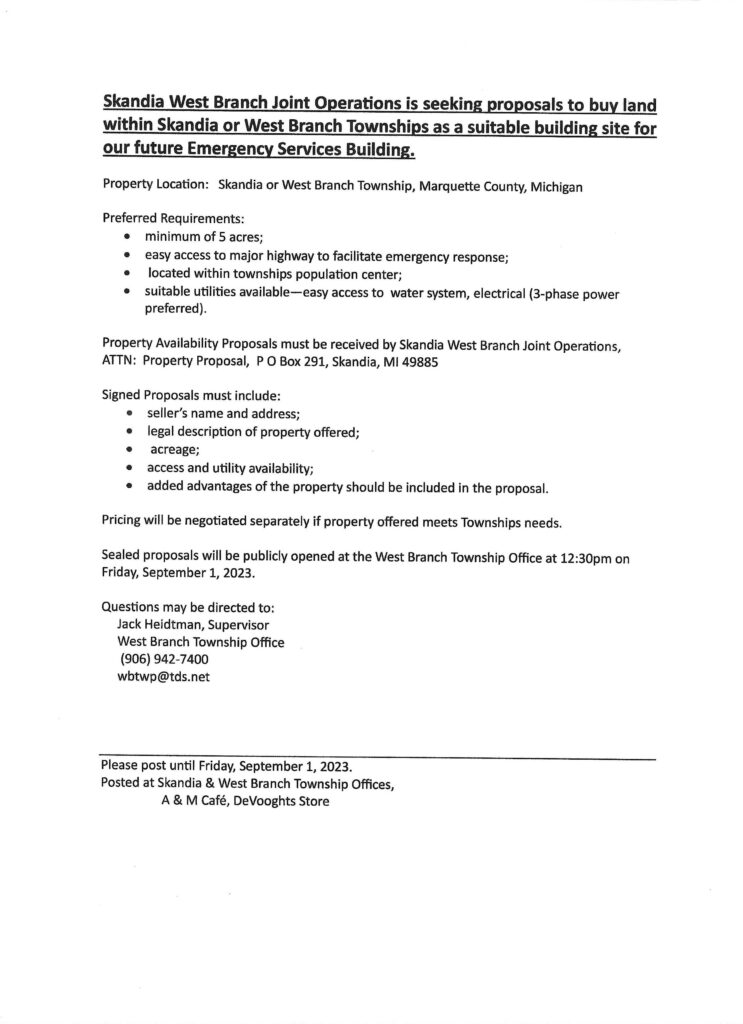 Current News Skandia Township