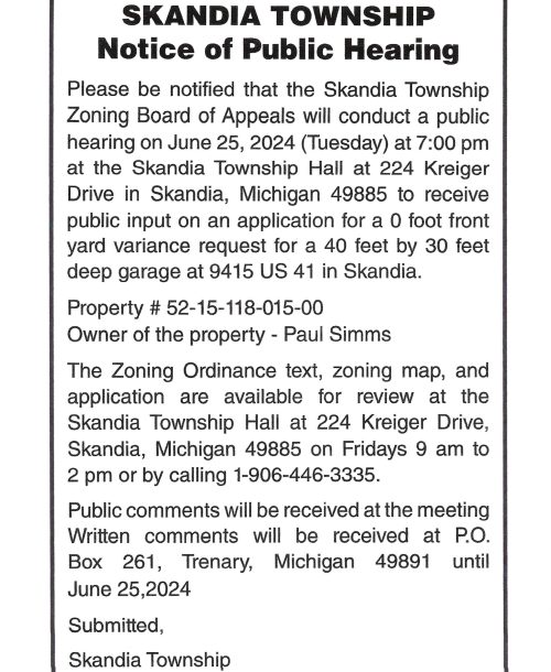Zoning / Assessor Skandia Township